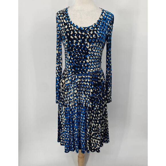 Anthropologie Plenty by Tracy Reese Dotscape Fit & Flare Abstract Print Blue M - Picture 3 of 9
